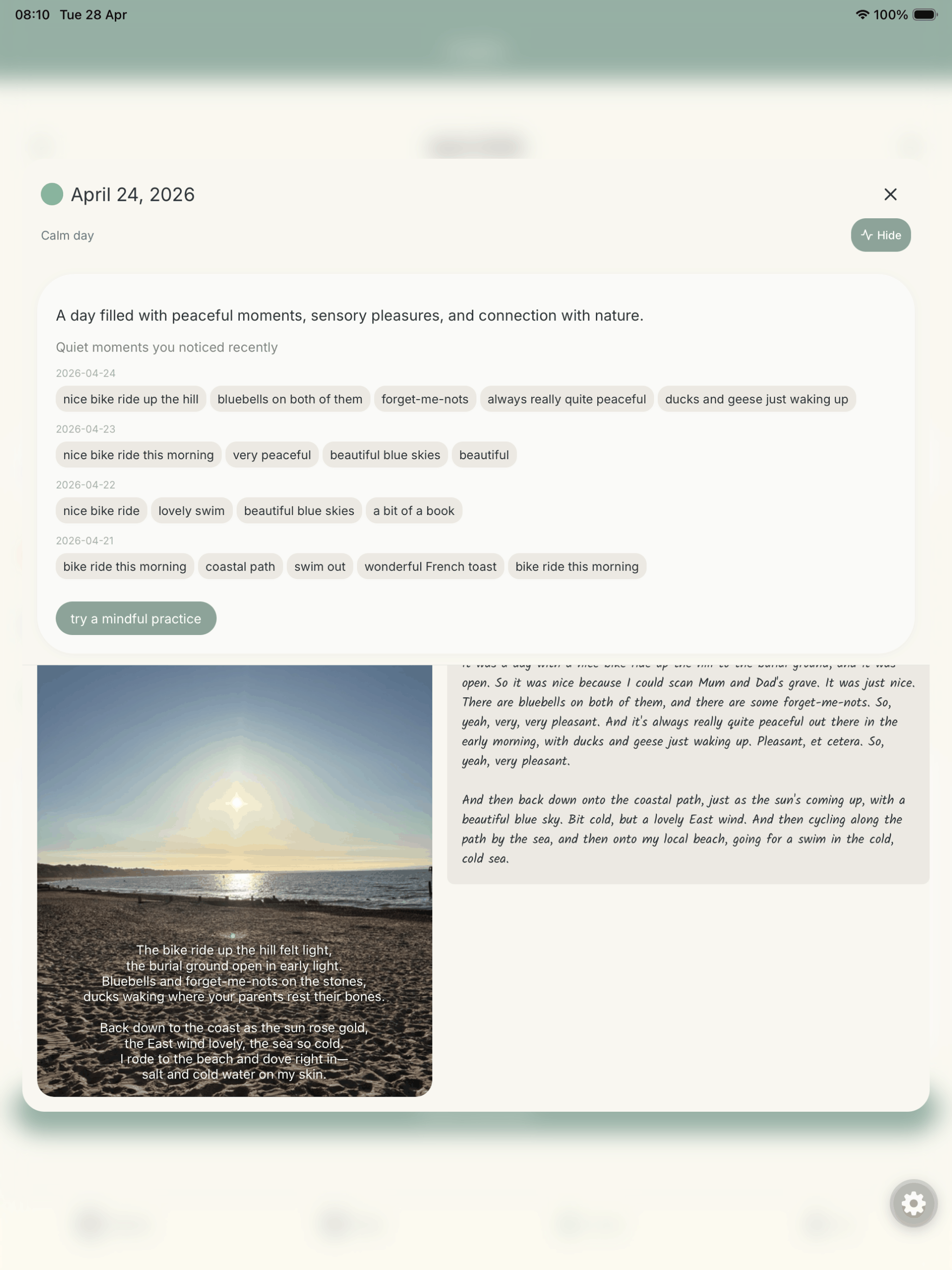 Pause app weekly emotional reflection and insights